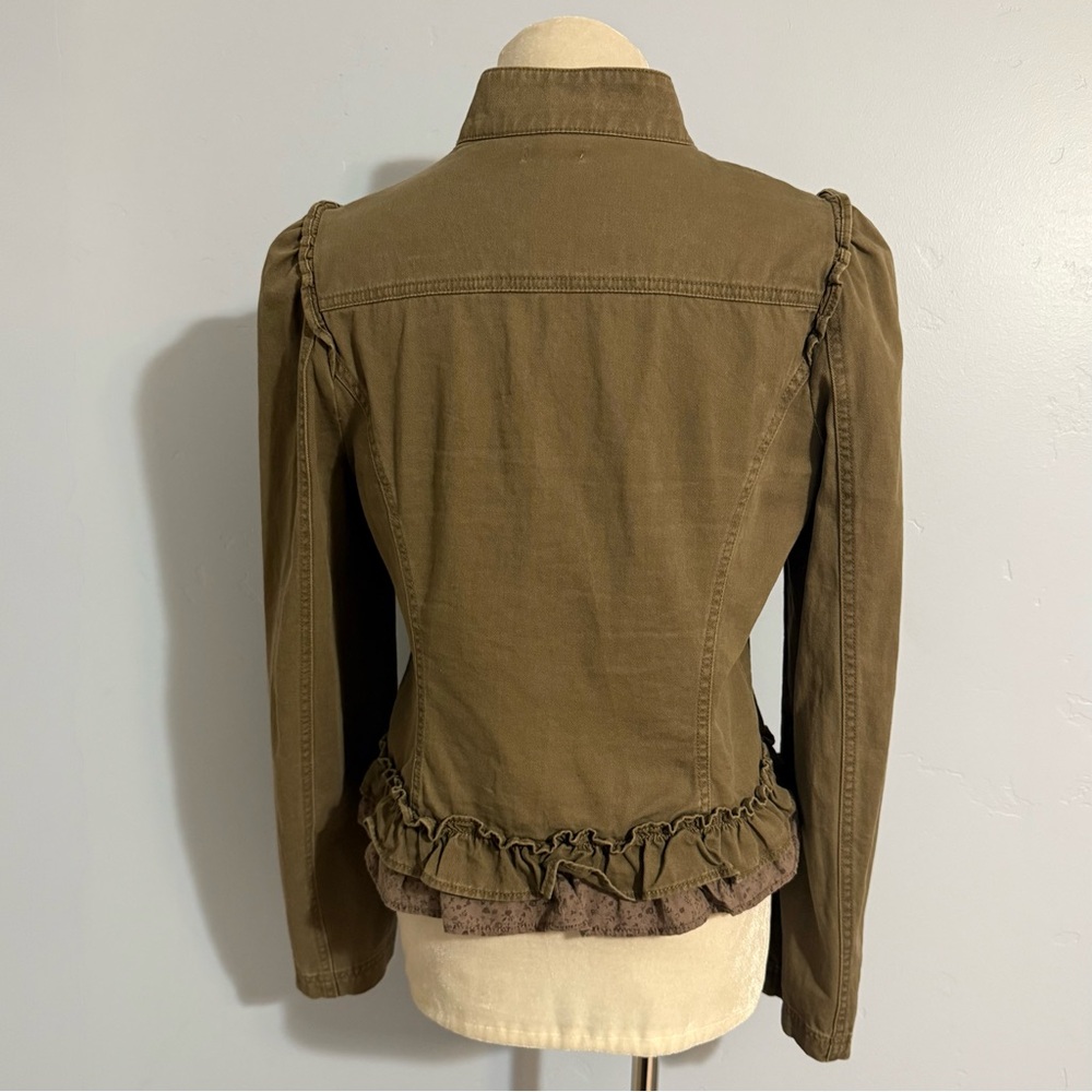Olive Ruffled Women's Jacket - Picture 4 of 7